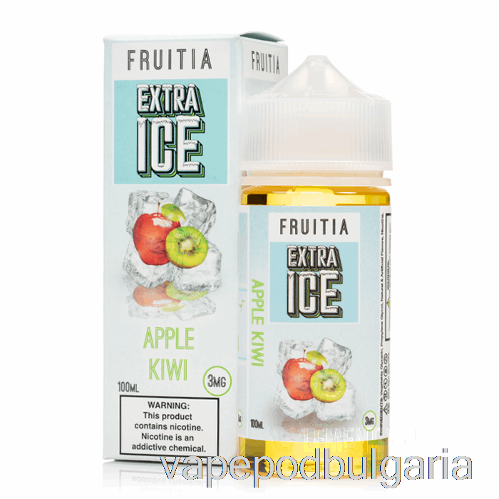 Vape 10000 Дръпки Apple Kiwi - Extra Ice - Fruitia - 100ml 6mg